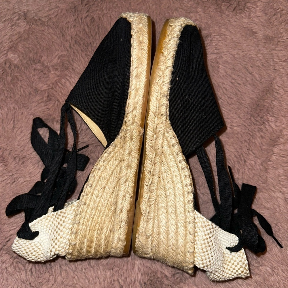 L.K. Bennett London women’s black espadrille wedge sandal 41 summer boho - Picture 6 of 9